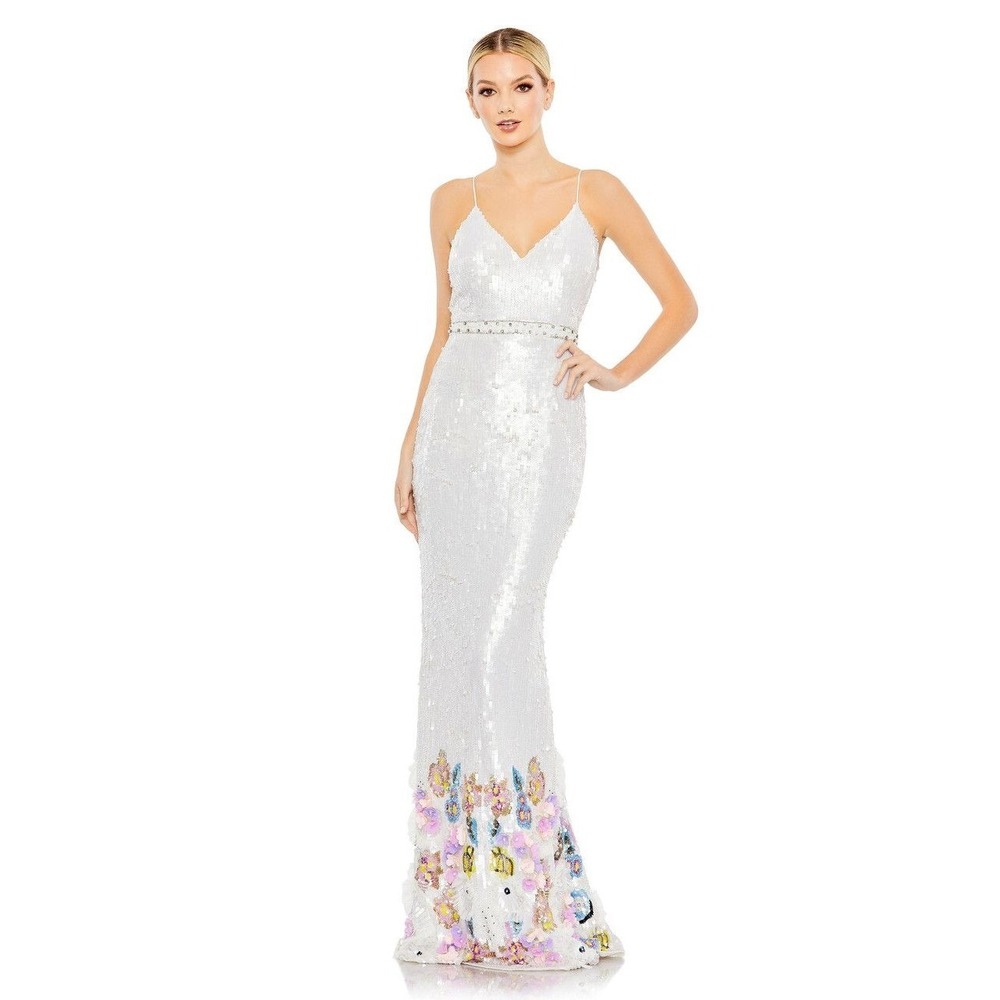 NWT Mac Duggal Floral Hem Sequin Dress 93617‎ Size 8